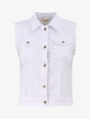 Veste en jean sans manches - Blanc - 4