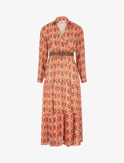 Robe longue à imprimé liberty - Beige - 1