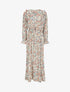Robe longue évasée à volants imprimé bouquet d&