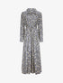 Robe longue évasée à manches longues et imprimé fleurs des champs - Marine - 4
