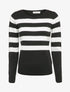 Pull à rayures et épaules boutonnées - Noir - 1
