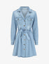 Robe patineuse courte en jean à col cranté - Bleu - 1