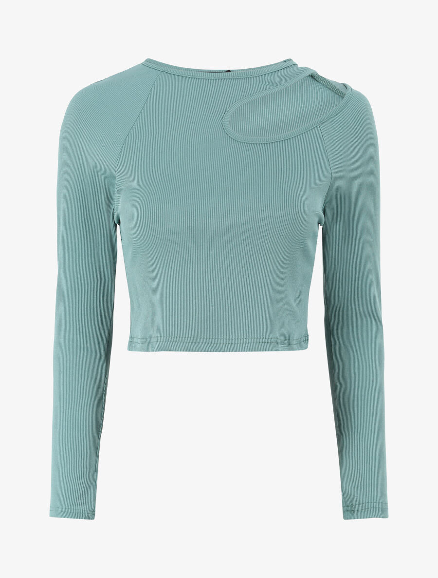Crop top côtelé unie - Vert d&