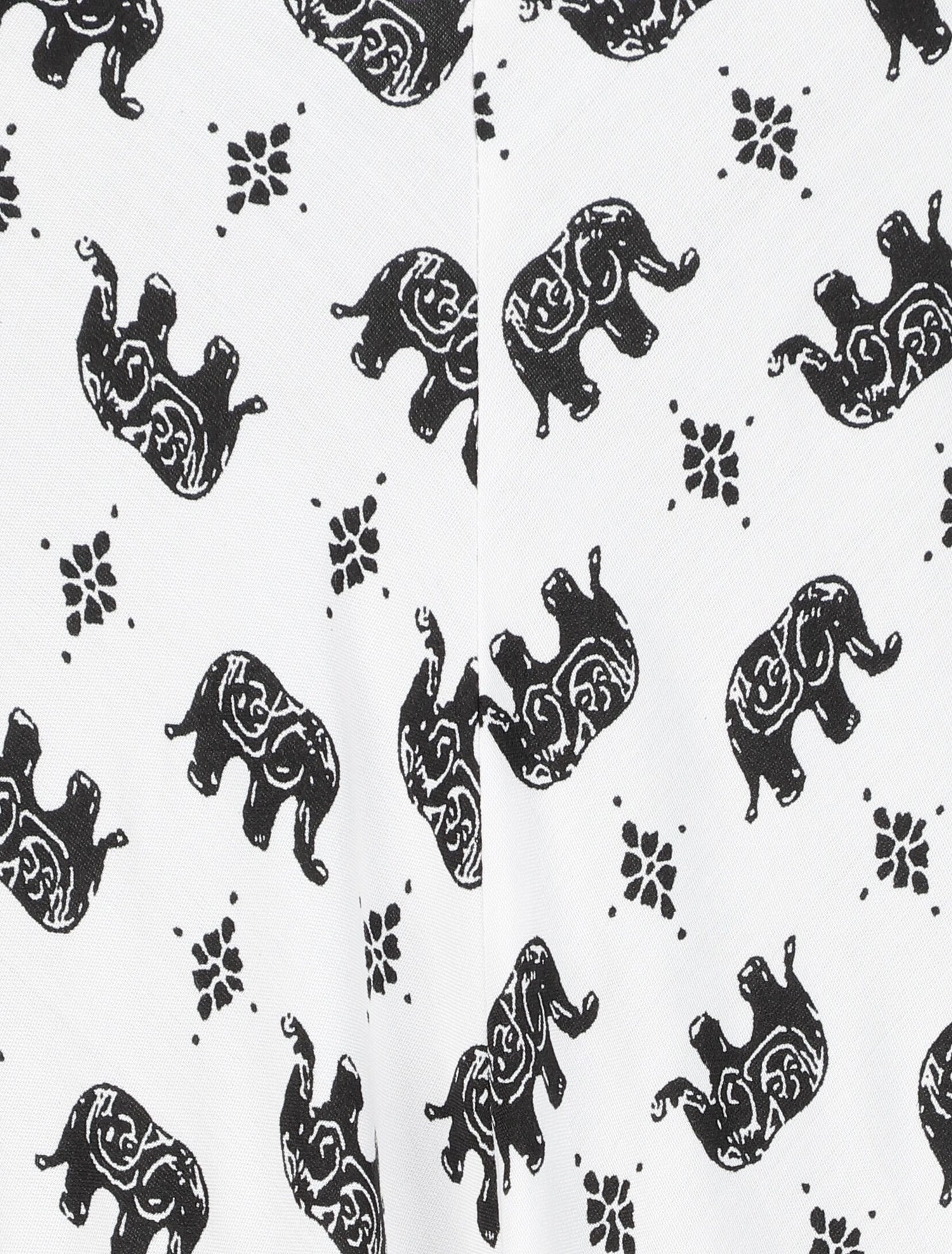Robe longue asymétrique imprimé éléphants - Blanc - 3
