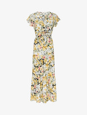Robe longue à imprimé grandes fleurs - Noir - 4