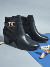 Bottines mi-hautes bi-matière - Noir - 1