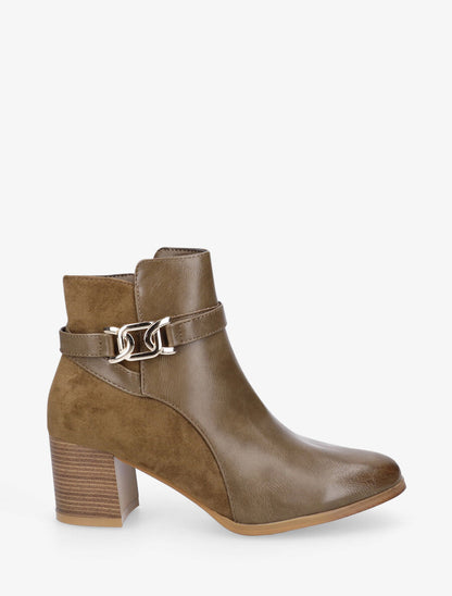 Bottines mi-hautes bi-matière - Taupe - 5