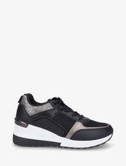 Sneakers compensées et empiècement métal - Noir - 5