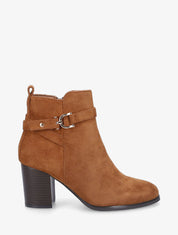 Bottines en suédine et sanglées - Camel - 6