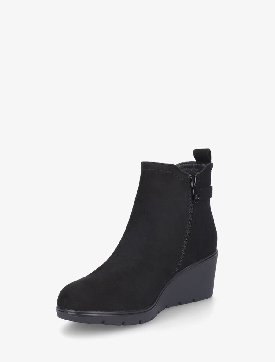Bottines compensées en suédine - Noir - 3