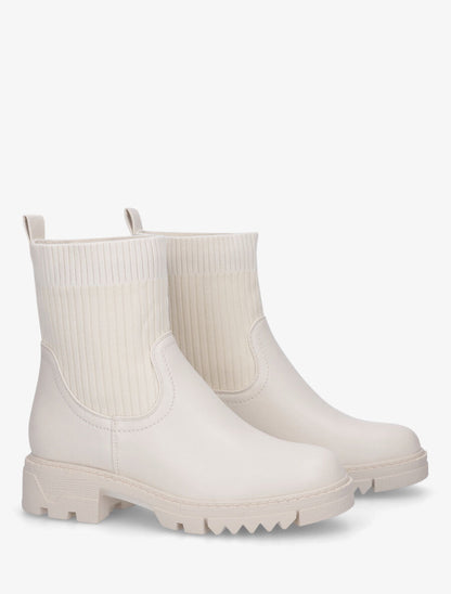 Bottines plates montantes bi-matière - Beige - 4