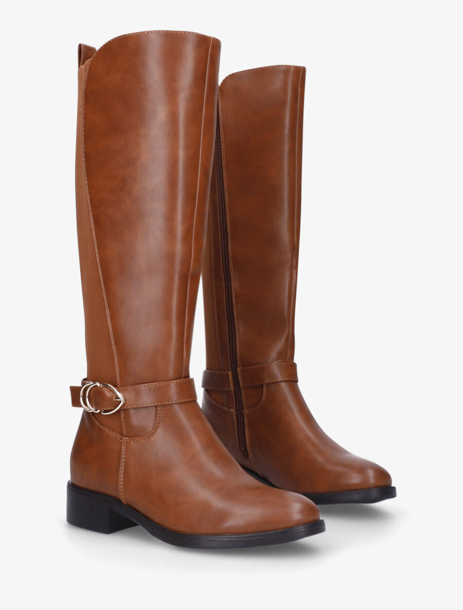 Bottes bi-matière à talon - Camel - 4