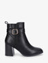 Bottines en simili à talon bottier - Noir - 1