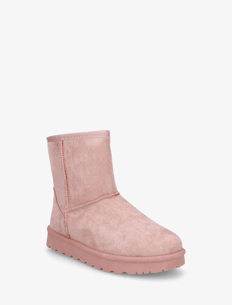Boots unies en suédine - Rose - 2