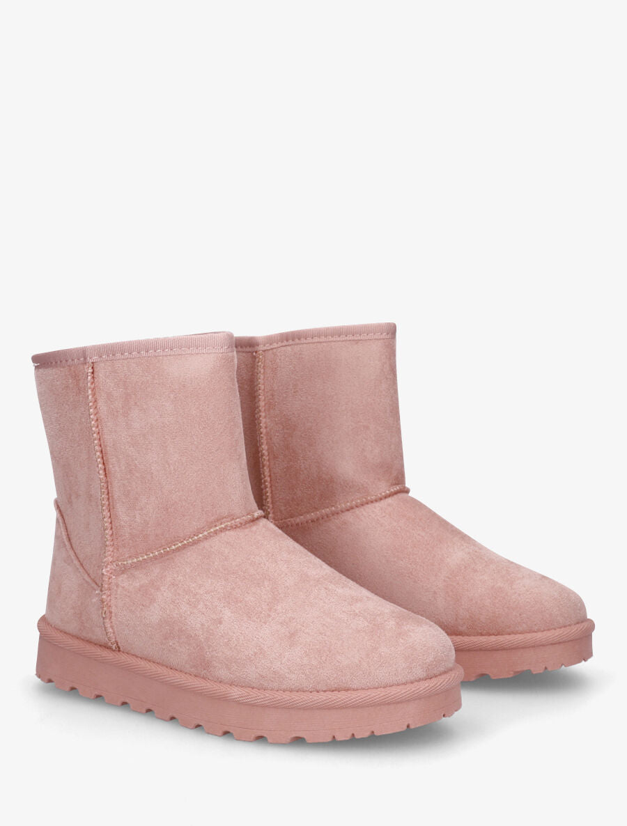Boots unies en suédine - Rose - 4