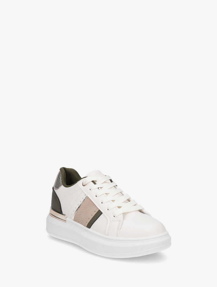 Sneakers compensées à empiècement métal - Vert - 2