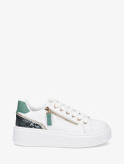 Sneakers en simili à zip décoratif - Vert - 1