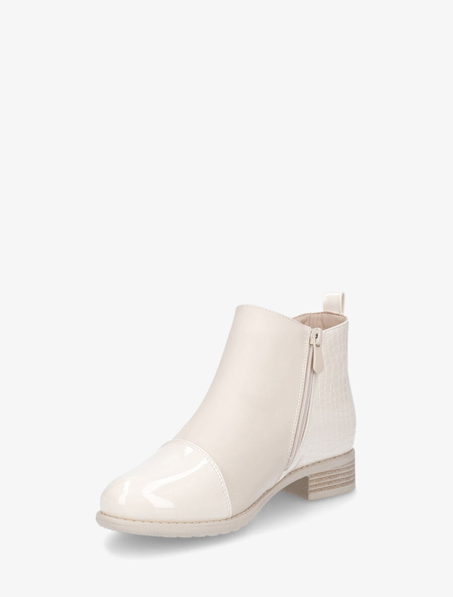 Bottines vernies et effet croco - Beige - 3