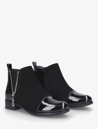 Bottines vernies et effet croco - Noir - 4