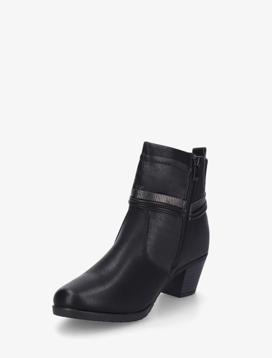 Bottines en simili à sangle ornées de perles et strass - Noir - 3