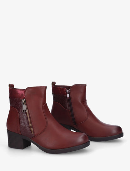 Bottines en simili à détail python - Bordeaux - 4