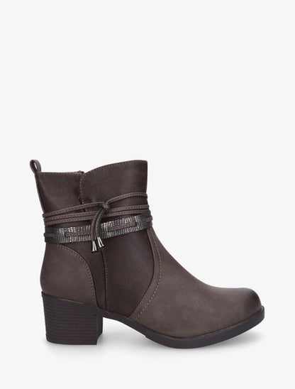 Bottines bi-matière à talon - Marron - 5
