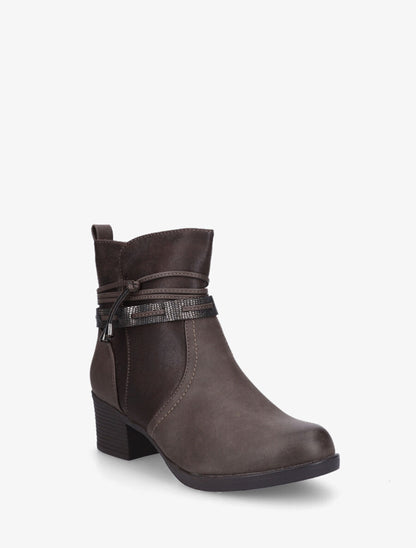 Bottines bi-matière à talon - Marron - 2