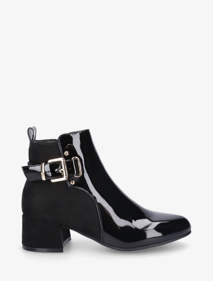 Bottines bi-matière à talon - Noir - 5