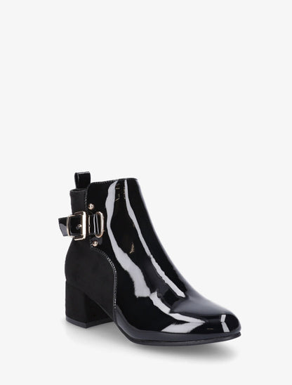 Bottines bi-matière à talon - Noir - 2