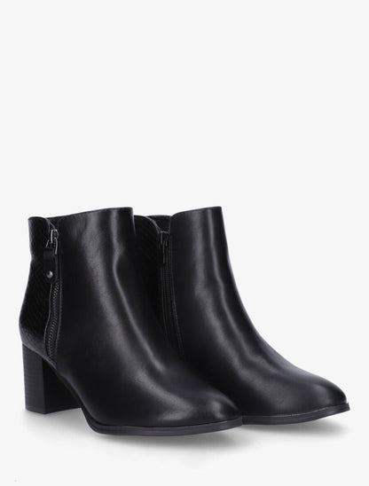 Bottines à talon contrefort python - Noir - 4
