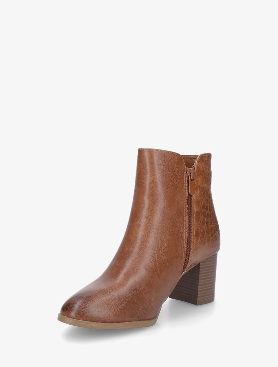 Bottines à talon contrefort python - Camel - 3