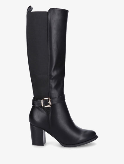 Bottes élastiquées à talon - Noir - 1