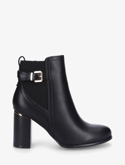 Bottines à talon haut et empiècement métallique - Noir - 1