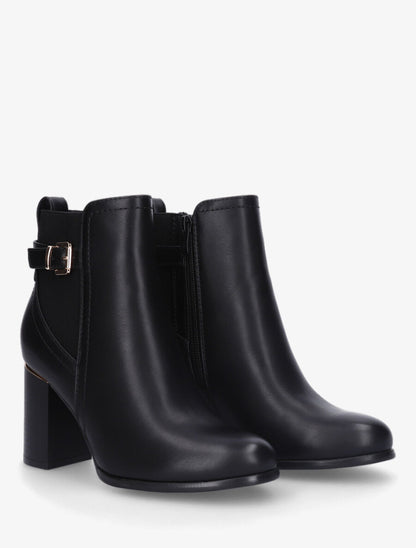 Bottines à talon haut et empiècement métallique - Noir - 4