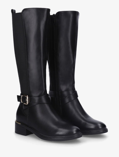 Bottes plates élastiquées en simili - Noir - 4