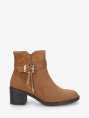 Bottines en suédine à zip décoratif - Camel - 5