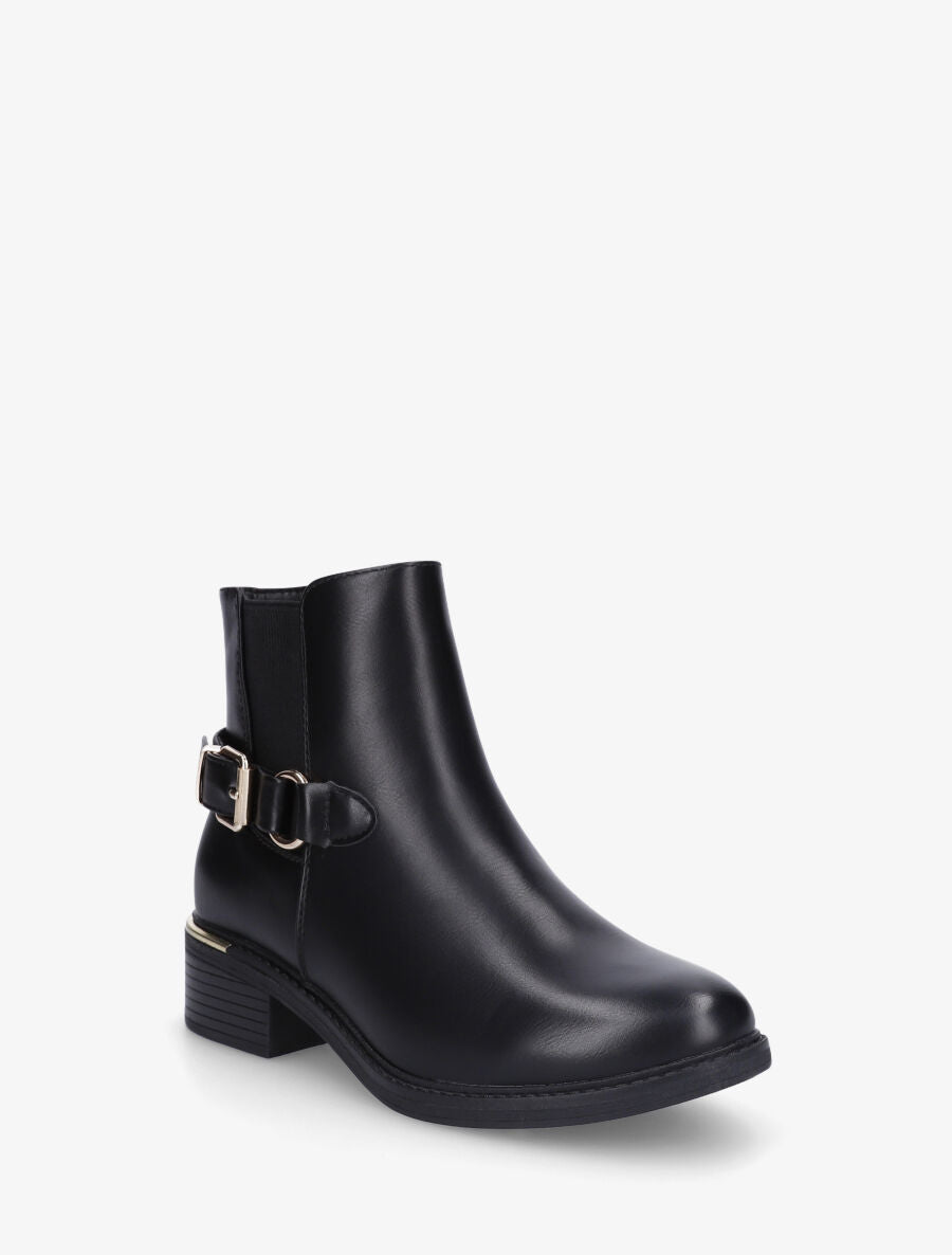 Bottines élastiquées et métal au talon - Noir - 2