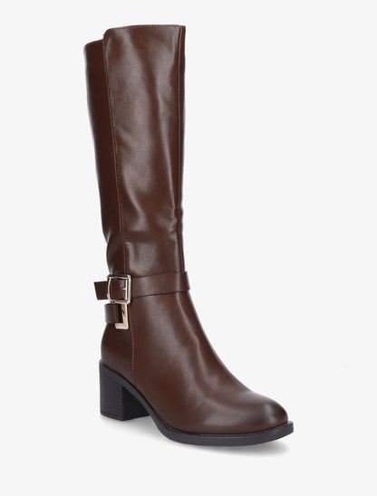Bottes en simili à boucles décoratives - Marron - 2