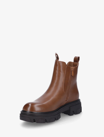 Bottines en simili et semelle crantée - Camel - 4