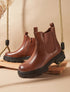 Bottines en simili et semelle crantée - Camel - 1