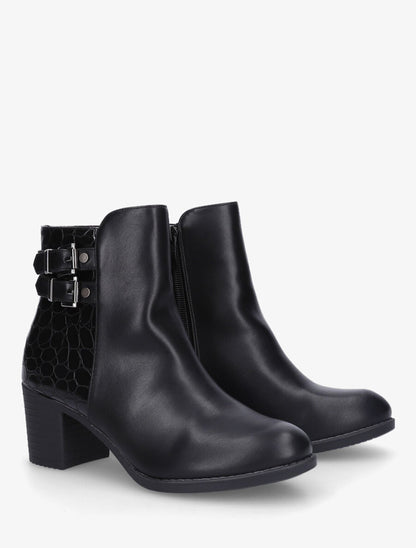 Bottines en simili et croco - Noir - 4