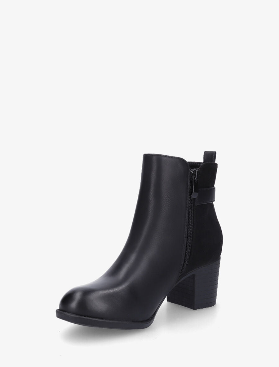 Bottines bi-matière à talon - Noir - 3