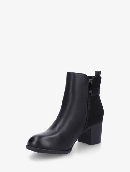 Bottines bi-matière à talon - Noir - 3