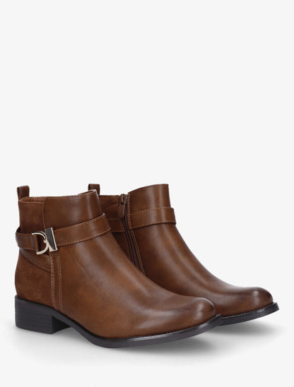 Bottines bi-matière à boucle - Camel - 4