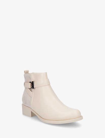 Bottines bi-matière à boucle - Beige - 2