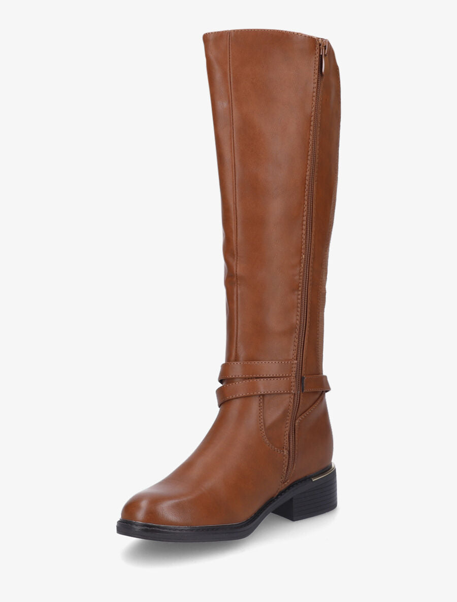 Bottes élastiquées à empiècement métallique au talon - Camel - 3