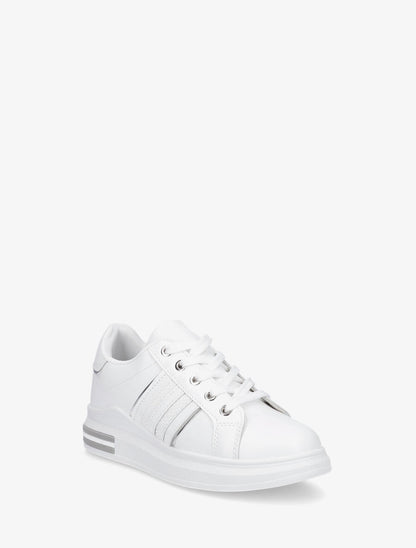 Sneakers classiques à bandes irisées et texturées - Blanc - 2