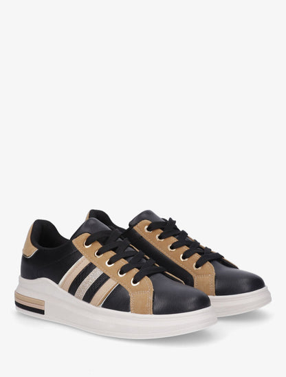 Sneakers classiques à bandes irisées et texturées - Camel - 4