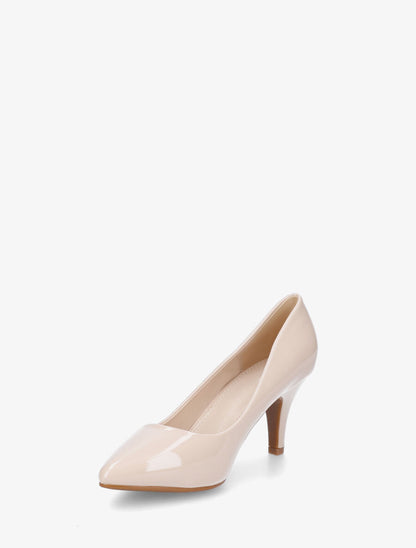 Escarpins vernis à talon aiguille - Beige - 3