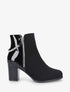 Bottines à talon et sangle strassée - Noir - 5